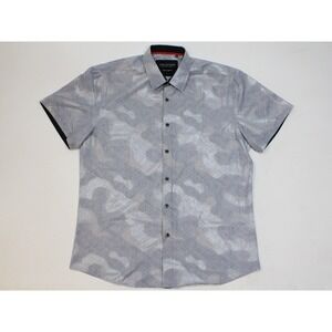 American Breed Men's XL Smart Shirt Gray Metallic Camo Mesh Button Down Shirt